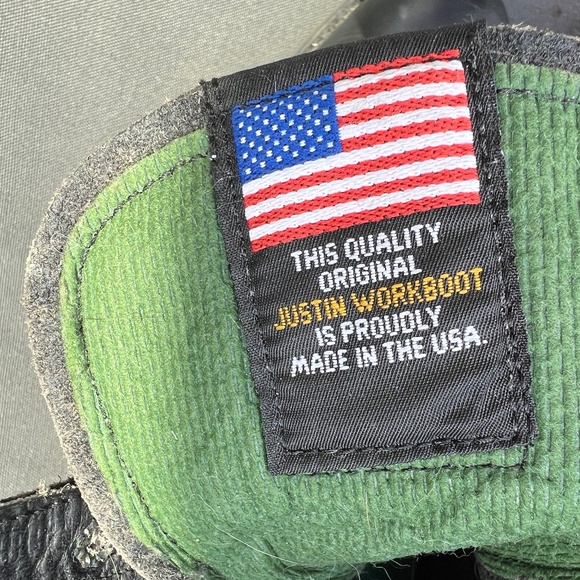 JUSTIN STEEL TOE LEATHER WORK BOOTS. THSES  ARE AMERICAN MADE - Picture 10 of 11